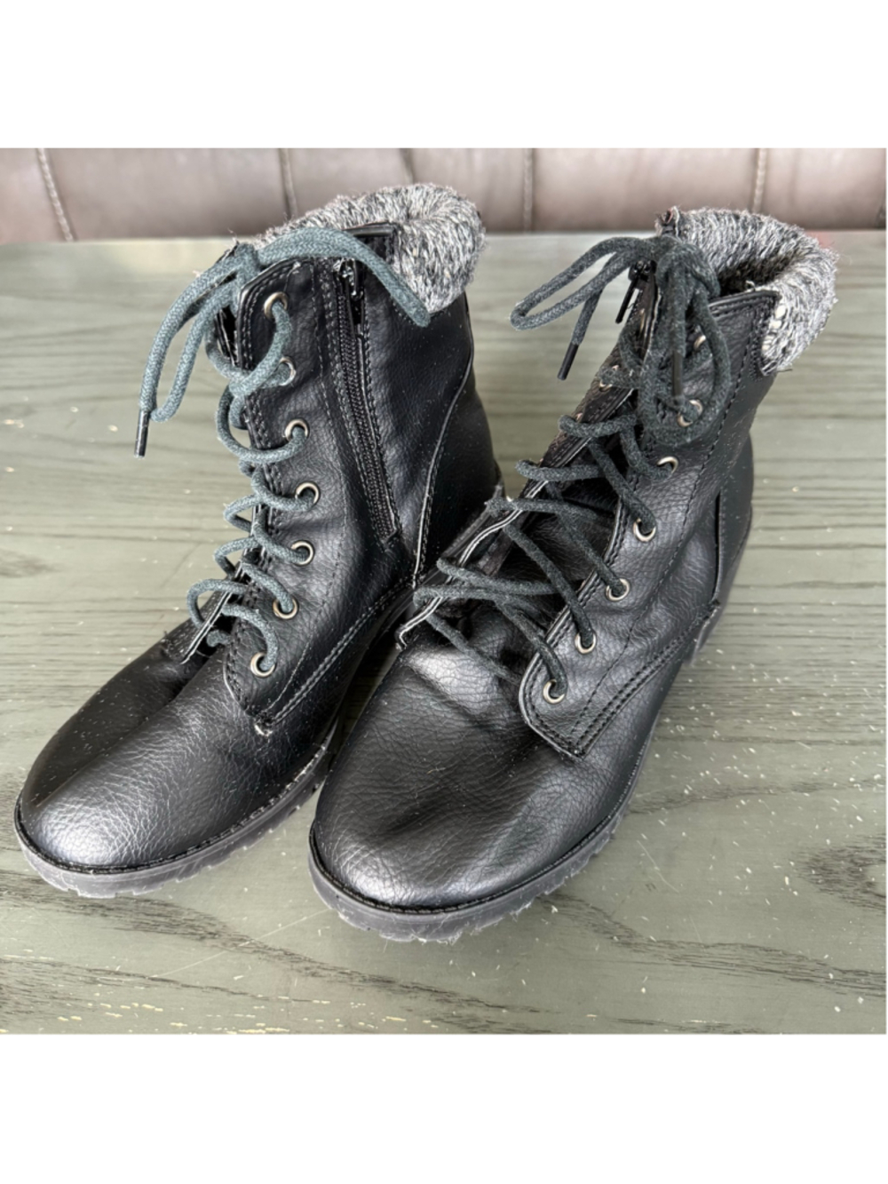 MIA Girls’ Black Lace-Up Ankle Boots – Size 4 Medium